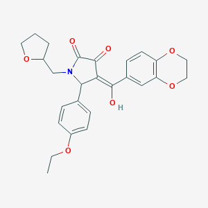 molecular formula C26H27NO7 B384669 4-(2,3-dihydro-1,4-benzodioxin-6-ylcarbonyl)-5-(4-ethoxyphenyl)-3-hydroxy-1-(tetrahydro-2-furanylmethyl)-1,5-dihydro-2H-pyrrol-2-one 