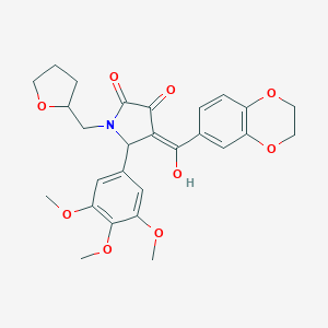 molecular formula C27H29NO9 B384670 4-(2,3-dihydro-1,4-benzodioxin-6-ylcarbonyl)-3-hydroxy-1-(tetrahydro-2-furanylmethyl)-5-(3,4,5-trimethoxyphenyl)-1,5-dihydro-2H-pyrrol-2-one 
