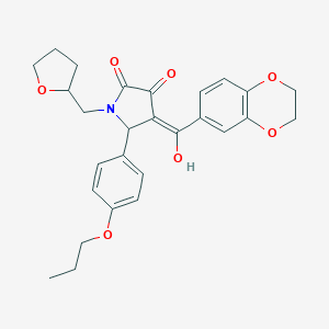 4-(2,3-dihydro-1,4-benzodioxin-6-ylcarbonyl)-3-hydroxy-5-(4-propoxyphenyl)-1-(tetrahydro-2-furanylmethyl)-1,5-dihydro-2H-pyrrol-2-one