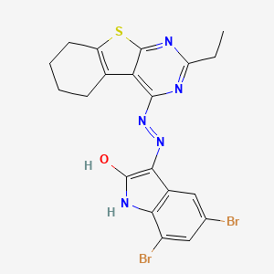5,7-dibromo-1H-indole-2,3-dione 3-[(2-ethyl-5,6,7,8-tetrahydro[1]benzothieno[2,3-d]pyrimidin-4-yl)hydrazone]