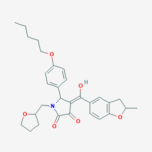 molecular formula C30H35NO6 B384679 3-hydroxy-4-[(2-methyl-2,3-dihydro-1-benzofuran-5-yl)carbonyl]-5-[4-(pentyloxy)phenyl]-1-(tetrahydro-2-furanylmethyl)-1,5-dihydro-2H-pyrrol-2-one 