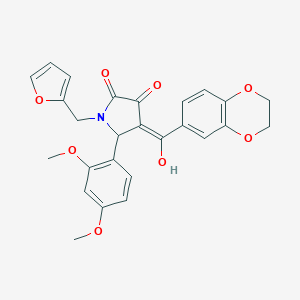 molecular formula C26H23NO8 B384681 4-(2,3-dihydro-1,4-benzodioxin-6-ylcarbonyl)-5-(2,4-dimethoxyphenyl)-1-(2-furylmethyl)-3-hydroxy-1,5-dihydro-2H-pyrrol-2-one 