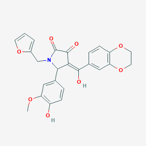 molecular formula C25H21NO8 B384683 4-(2,3-dihydro-1,4-benzodioxin-6-ylcarbonyl)-1-(2-furylmethyl)-3-hydroxy-5-(4-hydroxy-3-methoxyphenyl)-1,5-dihydro-2H-pyrrol-2-one 
