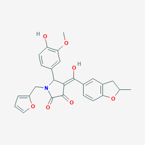 molecular formula C26H23NO7 B384685 1-(2-furylmethyl)-3-hydroxy-5-(4-hydroxy-3-methoxyphenyl)-4-[(2-methyl-2,3-dihydro-1-benzofuran-5-yl)carbonyl]-1,5-dihydro-2H-pyrrol-2-one 