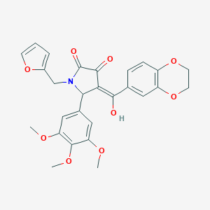 molecular formula C27H25NO9 B384687 4-(2,3-dihydro-1,4-benzodioxin-6-ylcarbonyl)-1-(2-furylmethyl)-3-hydroxy-5-(3,4,5-trimethoxyphenyl)-1,5-dihydro-2H-pyrrol-2-one 