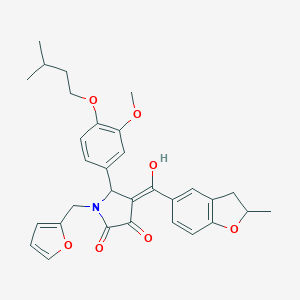 molecular formula C31H33NO7 B384689 1-(2-furylmethyl)-3-hydroxy-5-[4-(isopentyloxy)-3-methoxyphenyl]-4-[(2-methyl-2,3-dihydro-1-benzofuran-5-yl)carbonyl]-1,5-dihydro-2H-pyrrol-2-one 