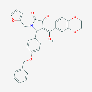 molecular formula C31H25NO7 B384691 5-[4-(benzyloxy)phenyl]-4-(2,3-dihydro-1,4-benzodioxin-6-ylcarbonyl)-1-(2-furylmethyl)-3-hydroxy-1,5-dihydro-2H-pyrrol-2-one 