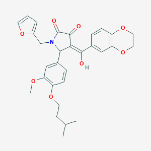 molecular formula C30H31NO8 B384692 4-(2,3-dihydro-1,4-benzodioxin-6-ylcarbonyl)-1-(2-furylmethyl)-3-hydroxy-5-[4-(isopentyloxy)-3-methoxyphenyl]-1,5-dihydro-2H-pyrrol-2-one 