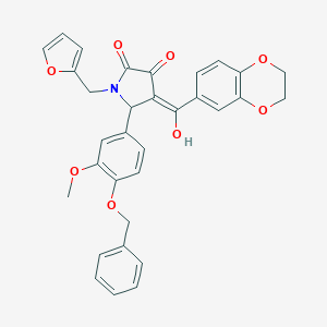 molecular formula C32H27NO8 B384695 5-[4-(benzyloxy)-3-methoxyphenyl]-4-(2,3-dihydro-1,4-benzodioxin-6-ylcarbonyl)-1-(2-furylmethyl)-3-hydroxy-1,5-dihydro-2H-pyrrol-2-one 