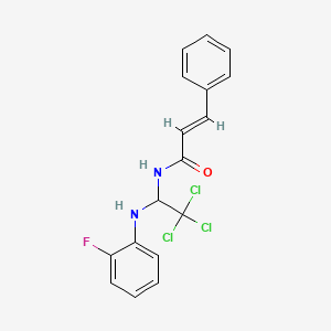 molecular formula C17H14Cl3FN2O B3846976 3-phenyl-N-{2,2,2-trichloro-1-[(2-fluorophenyl)amino]ethyl}acrylamide 