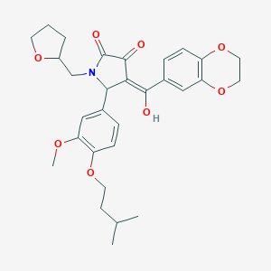 molecular formula C30H35NO8 B384699 4-(2,3-dihydro-1,4-benzodioxin-6-ylcarbonyl)-3-hydroxy-5-[4-(isopentyloxy)-3-methoxyphenyl]-1-(tetrahydro-2-furanylmethyl)-1,5-dihydro-2H-pyrrol-2-one 