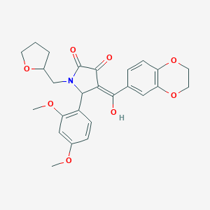 4-(2,3-dihydro-1,4-benzodioxin-6-ylcarbonyl)-5-(2,4-dimethoxyphenyl)-3-hydroxy-1-(tetrahydro-2-furanylmethyl)-1,5-dihydro-2H-pyrrol-2-one