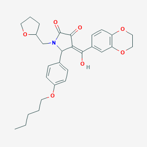 molecular formula C29H33NO7 B384704 4-(2,3-dihydro-1,4-benzodioxin-6-ylcarbonyl)-3-hydroxy-5-[4-(pentyloxy)phenyl]-1-(tetrahydro-2-furanylmethyl)-1,5-dihydro-2H-pyrrol-2-one 