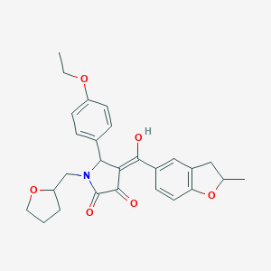 (4E)-5-(4-ethoxyphenyl)-4-[hydroxy-(2-methyl-2,3-dihydro-1-benzofuran-5-yl)methylidene]-1-(oxolan-2-ylmethyl)pyrrolidine-2,3-dione