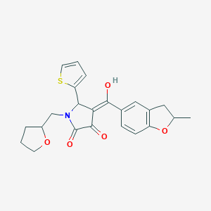 molecular formula C23H23NO5S B384708 3-hydroxy-4-[(2-methyl-2,3-dihydro-1-benzofuran-5-yl)carbonyl]-1-(tetrahydro-2-furanylmethyl)-5-(2-thienyl)-1,5-dihydro-2H-pyrrol-2-one 
