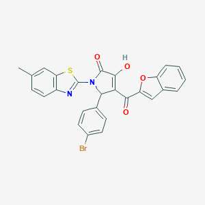 4-(1-benzofuran-2-ylcarbonyl)-5-(4-bromophenyl)-3-hydroxy-1-(6-methyl-1,3-benzothiazol-2-yl)-1,5-dihydro-2H-pyrrol-2-one