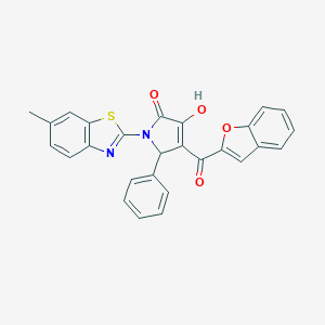4-(1-benzofuran-2-ylcarbonyl)-3-hydroxy-1-(6-methyl-1,3-benzothiazol-2-yl)-5-phenyl-1,5-dihydro-2H-pyrrol-2-one
