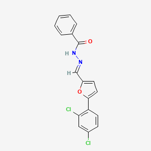 molecular formula C18H12Cl2N2O2 B3847145 N'-{[5-(2,4-dichlorophenyl)-2-furyl]methylene}benzohydrazide 