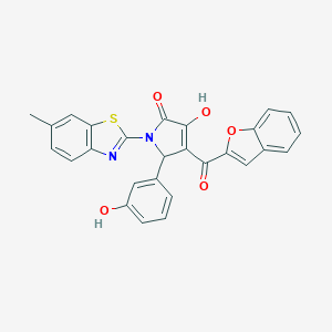 4-(1-benzofuran-2-ylcarbonyl)-3-hydroxy-5-(3-hydroxyphenyl)-1-(6-methyl-1,3-benzothiazol-2-yl)-1,5-dihydro-2H-pyrrol-2-one
