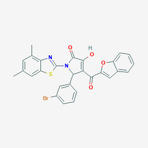 molecular formula C28H19BrN2O4S B384723 4-(1-benzofuran-2-ylcarbonyl)-5-(3-bromophenyl)-1-(4,6-dimethyl-1,3-benzothiazol-2-yl)-3-hydroxy-1,5-dihydro-2H-pyrrol-2-one 