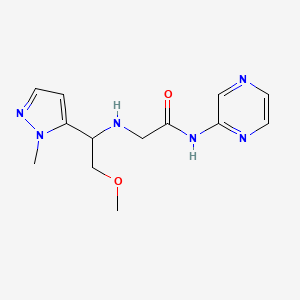 molecular formula C13H18N6O2 B3847247 2-{[2-methoxy-1-(1-methyl-1H-pyrazol-5-yl)ethyl]amino}-N-pyrazin-2-ylacetamide 
