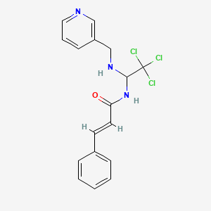 molecular formula C17H16Cl3N3O B3847288 3-phenyl-N-{2,2,2-trichloro-1-[(3-pyridinylmethyl)amino]ethyl}acrylamide 