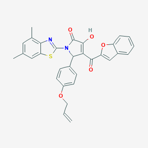 molecular formula C31H24N2O5S B384734 5-[4-(allyloxy)phenyl]-4-(1-benzofuran-2-ylcarbonyl)-1-(4,6-dimethyl-1,3-benzothiazol-2-yl)-3-hydroxy-1,5-dihydro-2H-pyrrol-2-one 
