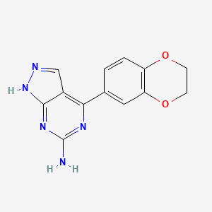 molecular formula C13H11N5O2 B3847350 4-(2,3-dihydro-1,4-benzodioxin-6-yl)-1H-pyrazolo[3,4-d]pyrimidin-6-amine 