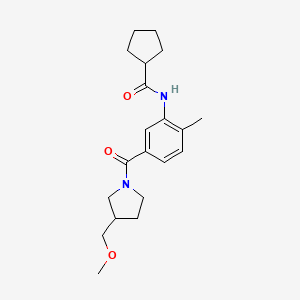 molecular formula C20H28N2O3 B3847377 N-(5-{[3-(methoxymethyl)-1-pyrrolidinyl]carbonyl}-2-methylphenyl)cyclopentanecarboxamide 