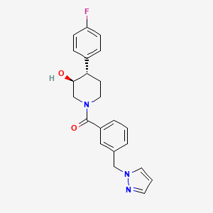 molecular formula C22H22FN3O2 B3847393 (3S*,4S*)-4-(4-fluorophenyl)-1-[3-(1H-pyrazol-1-ylmethyl)benzoyl]piperidin-3-ol 