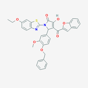 molecular formula C36H28N2O7S B384741 4-(1-benzofuran-2-ylcarbonyl)-5-[4-(benzyloxy)-3-methoxyphenyl]-1-(6-ethoxy-1,3-benzothiazol-2-yl)-3-hydroxy-1,5-dihydro-2H-pyrrol-2-one 