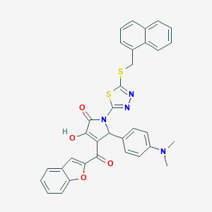 4-(1-benzofuran-2-ylcarbonyl)-5-[4-(dimethylamino)phenyl]-3-hydroxy-1-{5-[(1-naphthylmethyl)sulfanyl]-1,3,4-thiadiazol-2-yl}-1,5-dihydro-2H-pyrrol-2-one