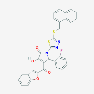 4-(1-benzofuran-2-ylcarbonyl)-5-(2-fluorophenyl)-3-hydroxy-1-{5-[(naphthalen-1-ylmethyl)sulfanyl]-1,3,4-thiadiazol-2-yl}-1,5-dihydro-2H-pyrrol-2-one