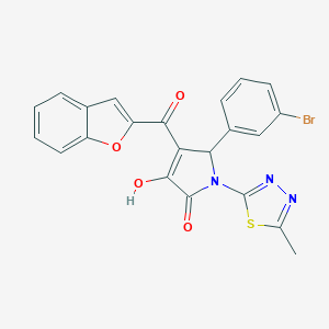 molecular formula C22H14BrN3O4S B384763 4-(1-benzofuran-2-ylcarbonyl)-5-(3-bromophenyl)-3-hydroxy-1-(5-methyl-1,3,4-thiadiazol-2-yl)-1,5-dihydro-2H-pyrrol-2-one 