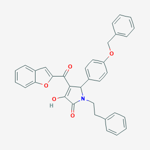 molecular formula C34H27NO5 B384765 4-(1-benzofuran-2-ylcarbonyl)-5-[4-(benzyloxy)phenyl]-3-hydroxy-1-(2-phenylethyl)-1,5-dihydro-2H-pyrrol-2-one 