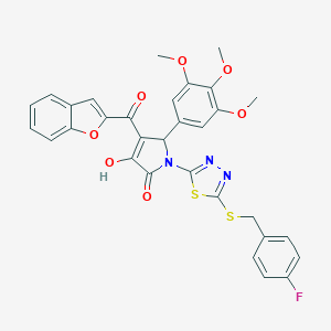 4-(1-benzofuran-2-ylcarbonyl)-1-{5-[(4-fluorobenzyl)sulfanyl]-1,3,4-thiadiazol-2-yl}-3-hydroxy-5-(3,4,5-trimethoxyphenyl)-1,5-dihydro-2H-pyrrol-2-one