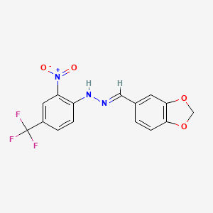 molecular formula C15H10F3N3O4 B3847726 1,3-benzodioxole-5-carbaldehyde [2-nitro-4-(trifluoromethyl)phenyl]hydrazone 