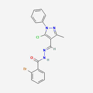 molecular formula C18H14BrClN4O B3847749 2-bromo-N'-[(5-chloro-3-methyl-1-phenyl-1H-pyrazol-4-yl)methylene]benzohydrazide 