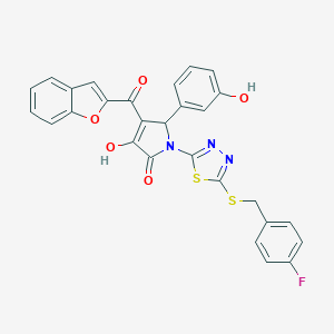 4-(1-benzofuran-2-ylcarbonyl)-1-{5-[(4-fluorobenzyl)sulfanyl]-1,3,4-thiadiazol-2-yl}-3-hydroxy-5-(3-hydroxyphenyl)-1,5-dihydro-2H-pyrrol-2-one