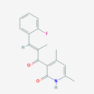 molecular formula C17H16FNO2 B3847817 3-[3-(2-fluorophenyl)-2-methylacryloyl]-4,6-dimethyl-2(1H)-pyridinone 
