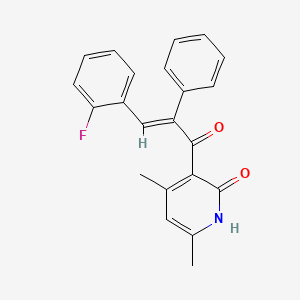 molecular formula C22H18FNO2 B3847836 3-[3-(2-fluorophenyl)-2-phenylacryloyl]-4,6-dimethyl-2(1H)-pyridinone 