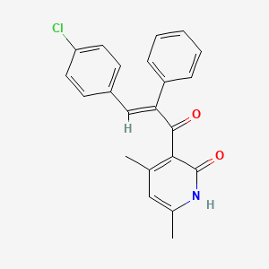 molecular formula C22H18ClNO2 B3847840 3-[3-(4-chlorophenyl)-2-phenylacryloyl]-4,6-dimethyl-2(1H)-pyridinone 