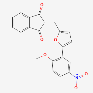 molecular formula C21H13NO6 B3847849 2-{[5-(2-methoxy-5-nitrophenyl)-2-furyl]methylene}-1H-indene-1,3(2H)-dione 