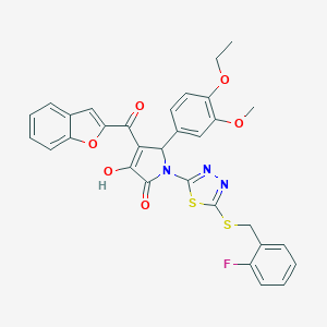 4-(1-benzofuran-2-ylcarbonyl)-5-(4-ethoxy-3-methoxyphenyl)-1-{5-[(2-fluorobenzyl)sulfanyl]-1,3,4-thiadiazol-2-yl}-3-hydroxy-1,5-dihydro-2H-pyrrol-2-one