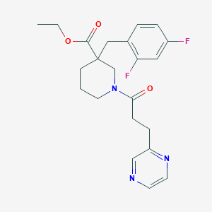 molecular formula C22H25F2N3O3 B3847874 ethyl 3-(2,4-difluorobenzyl)-1-[3-(2-pyrazinyl)propanoyl]-3-piperidinecarboxylate 