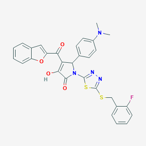 4-(1-benzofuran-2-ylcarbonyl)-5-[4-(dimethylamino)phenyl]-1-{5-[(2-fluorobenzyl)sulfanyl]-1,3,4-thiadiazol-2-yl}-3-hydroxy-1,5-dihydro-2H-pyrrol-2-one
