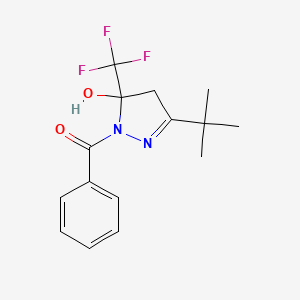 molecular formula C15H17F3N2O2 B3847888 1-benzoyl-3-tert-butyl-5-(trifluoromethyl)-4,5-dihydro-1H-pyrazol-5-ol 