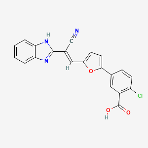 molecular formula C21H12ClN3O3 B3847903 5-{5-[2-(1H-benzimidazol-2-yl)-2-cyanovinyl]-2-furyl}-2-chlorobenzoic acid 