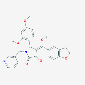 molecular formula C28H26N2O6 B384791 5-(2,4-dimethoxyphenyl)-3-hydroxy-4-[(2-methyl-2,3-dihydro-1-benzofuran-5-yl)carbonyl]-1-(3-pyridinylmethyl)-1,5-dihydro-2H-pyrrol-2-one 