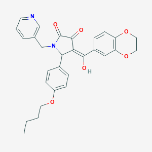 molecular formula C29H28N2O6 B384793 5-(4-butoxyphenyl)-4-(2,3-dihydro-1,4-benzodioxin-6-ylcarbonyl)-3-hydroxy-1-(3-pyridinylmethyl)-1,5-dihydro-2H-pyrrol-2-one 
